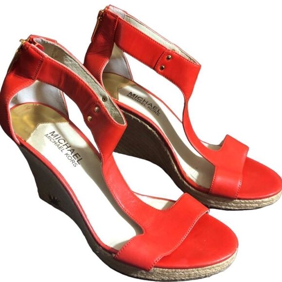 Michael Kors Red Espadrille Wedges - Picture 1 of 10